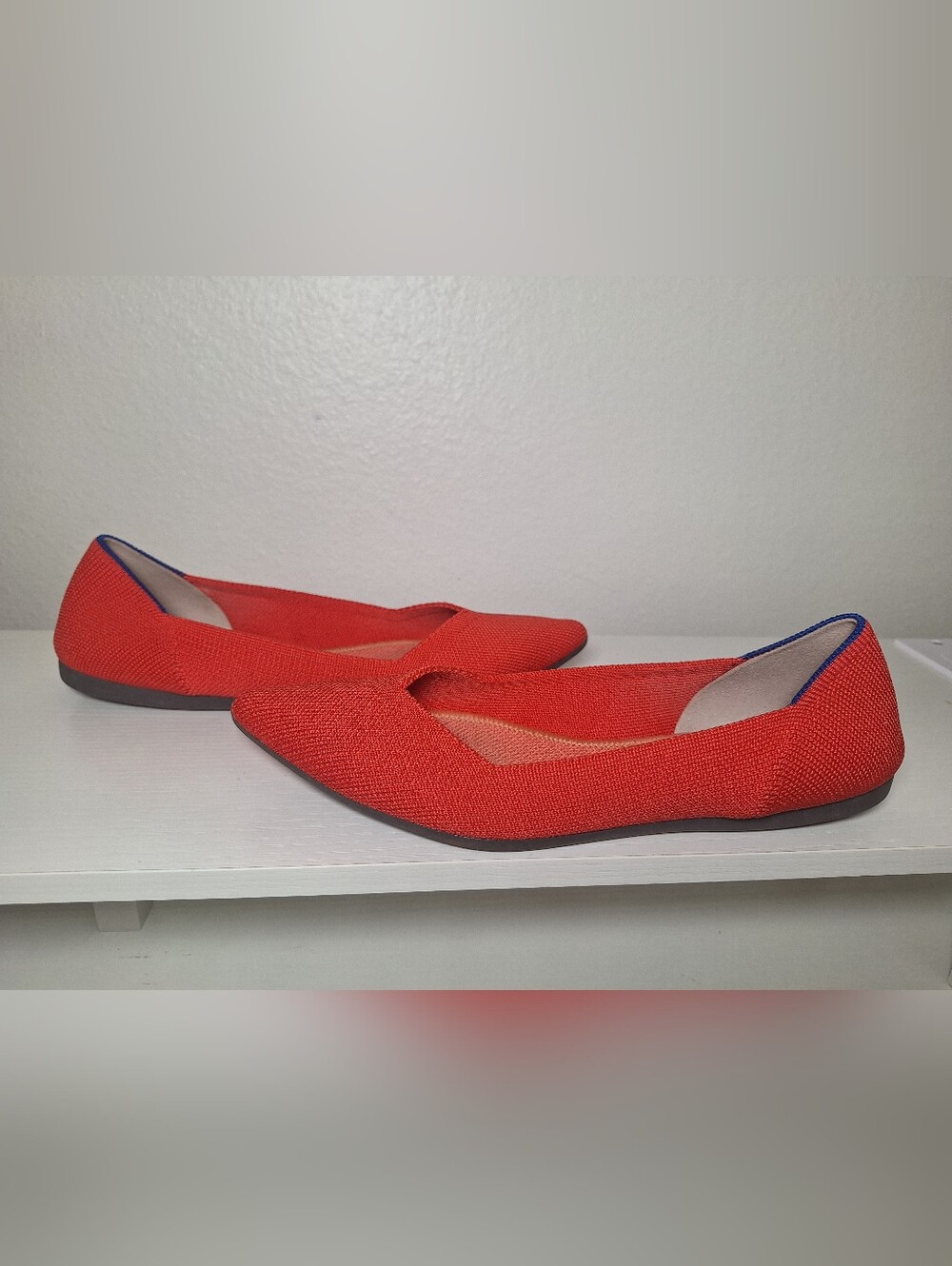 Rothy's Orange-Red Pointed Toe Knit Flats